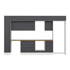 Alvinka 370X240 Cm Klasik Mebran Mutfak Dolabı Mbb-E80B40S50-2 Mebran | Antrasit - Suntalam