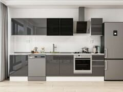 Alvinka 310X210 Cm High Gloss Mutfak Dolabı M-E90S60S40-3 High Gloss | Antrasit - Mdf