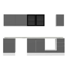 Alvinka 310X210 Cm High Gloss Mutfak Dolabı M-E90S60S40-3 High Gloss | Antrasit - Mdf