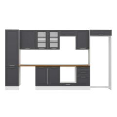 Alvinka 380X222 Cm Klasik Mebran Mutfak Dolabı Mbb-E80B50S50-3 Mebran | Antrasit - Mdf