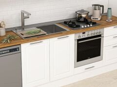 Alvinka 390X222 Cm Klasik Mebran Mutfak Dolabı Mbb-E80B50S60-1 Mebran | Beyaz - Suntalam