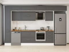 Alvinka 370X240 Cm Klasik Mebran Mutfak Dolabı Mbb-E80B40S50-2 Mebran | Antrasit - Mdf