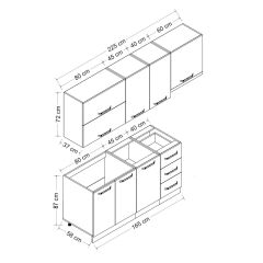 Minar 225 Cm Mutfak Dolabı Beyaz Dore 225-D4