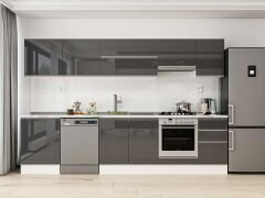 Alvinka 315X210 Cm High Gloss Mutfak Dolabı M-E90S60S45-1 High Gloss | Antrasit - Suntalam