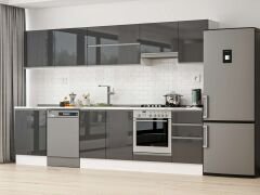 Alvinka 315X210 Cm High Gloss Mutfak Dolabı M-E90S60S45-1 High Gloss | Antrasit - Suntalam