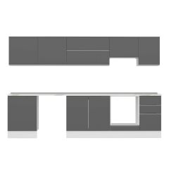 Alvinka 315X210 Cm High Gloss Mutfak Dolabı M-E90S60S45-1 High Gloss | Antrasit - Suntalam