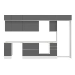 Alvinka 360X240 Cm High Gloss Mutfak Dolabı Mb-E80S40S40-2 High Gloss | Antrasit - Suntalam