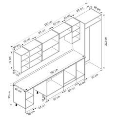 Alvinka 370X222 Cm Klasik Mebran Mutfak Dolabı Beyaz Beyaz Mb-E80S50S40-2