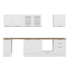 Alvinka 310X210 Cm Klasik Mebran Mutfak Dolabı M-E90S40S60-3 Mebran | Beyaz - Suntalam