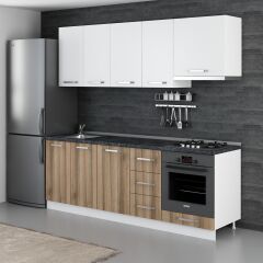 Minar 225 Cm Mutfak Dolabı Beyaz Dore 225-D8