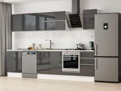 Alvinka 315X210 Cm High Gloss Mutfak Dolabı M-E90S60S45-2 High Gloss | Antrasit - Suntalam