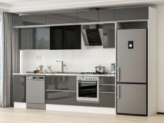 Alvinka 360X240 Cm High Gloss Mutfak Dolabı Mb-E80S40S40-3 High Gloss | Antrasit - Suntalam