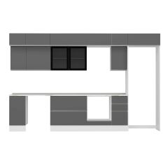 Alvinka 360X240 Cm High Gloss Mutfak Dolabı Mb-E80S40S40-3 High Gloss | Antrasit - Suntalam