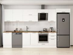 Alvinka 375X222 Cm Klasik Mebran Mutfak Dolabı Beyaz Beyaz Mb-E80S50S45-2