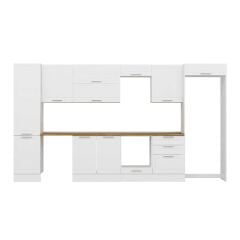 Alvinka 390X222 Cm Klasik Mebran Mutfak Dolabı Mbb-E80B50S60-2 Mebran | Beyaz - Suntalam