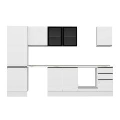 Alvinka 315X210 Cm High Gloss Mutfak Dolabı M-E90S60S45-3 High Gloss | Beyaz - Suntalam