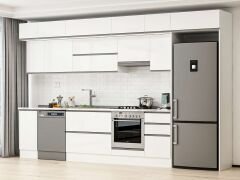 Alvinka 365X240 Cm High Gloss Mutfak Dolabı Mb-E80S40S45-1 High Gloss | Beyaz - Suntalam