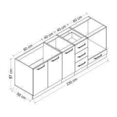 Minar 230 Cm Mutfak Dolabı Beyaz 230-B3