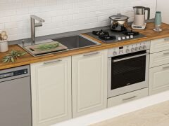 Alvinka 390X222 Cm Klasik Mebran Mutfak Dolabı Mbb-E80B50S60-2 Mebran | Kumtaşı - Suntalam