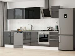 Alvinka 315X210 Cm High Gloss Mutfak Dolabı M-E90S60S45-3 High Gloss | Antrasit - Suntalam