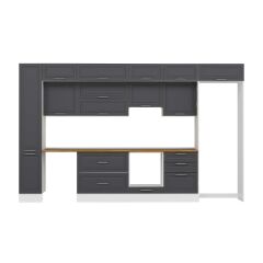 Alvinka 380X240 Cm Klasik Mebran Mutfak Dolabı Mbb-E80B40S60-1 Mebran | Antrasit - Suntalam