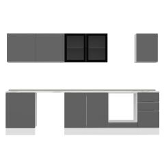 Alvinka 315X210 Cm High Gloss Mutfak Dolabı M-E90S60S45-3 High Gloss | Antrasit - Mdf