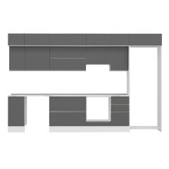 Alvinka 365X240 Cm High Gloss Mutfak Dolabı Mb-E80S40S45-1 High Gloss | Antrasit - Mdf