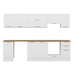 Alvinka 295X210 Cm Klasik Mebran Mutfak Dolabı M-E90S45S40-1 Mebran | Beyaz - Suntalam