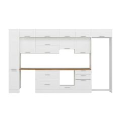 Alvinka 380X240 Cm Klasik Mebran Mutfak Dolabı Mbb-E80B40S60-1 Mebran | Beyaz - Mdf