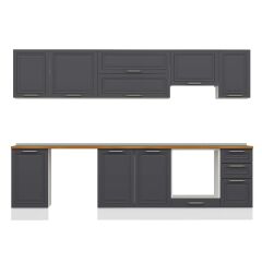 Alvinka 295X210 Cm Klasik Mebran Mutfak Dolabı M-E90S45S40-1 Mebran | Antrasit - Suntalam