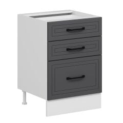 Alvinka Mutfak Modül Mbr_A Alt 3Ç1B2K Nray 60Cm Dolap Beyaz Antrasit Mdf