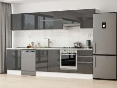 Alvinka 320X210 Cm High Gloss Mutfak Dolabı M-E90S60S50-1 High Gloss | Antrasit - Suntalam
