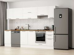 Alvinka 295X210 Cm Klasik Mebran Mutfak Dolabı M-E90S45S40-1 Mebran | Beyaz - Mdf