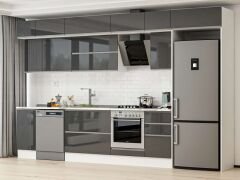 Alvinka 365X240 Cm High Gloss Mutfak Dolabı Mb-E80S40S45-2 High Gloss | Antrasit - Mdf