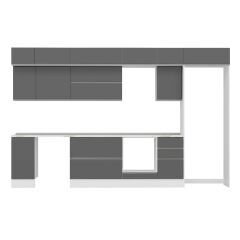 Alvinka 365X240 Cm High Gloss Mutfak Dolabı Mb-E80S40S45-2 High Gloss | Antrasit - Mdf