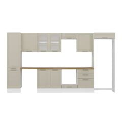 Alvinka 390X222 Cm Klasik Mebran Mutfak Dolabı Mbb-E80B50S60-3 Mebran | Kumtaşı - Suntalam