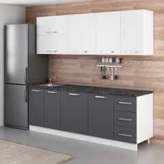 Minar 230 Cm Mutfak Dolabı Beyaz Antrasit 230-A2