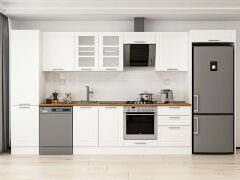 Alvinka 390X222 Cm Klasik Mebran Mutfak Dolabı Mbb-E80B50S60-3 Mebran | Beyaz - Mdf