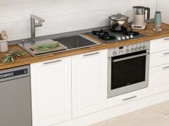 Alvinka 390X222 Cm Klasik Mebran Mutfak Dolabı Mbb-E80B50S60-3 Mebran | Beyaz - Mdf