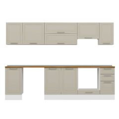 Alvinka 295X210 Cm Klasik Mebran Mutfak Dolabı M-E90S45S40-1 Mebran | Kumtaşı - Mdf