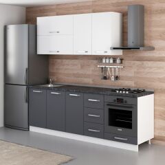 Minar 230 Cm Mutfak Dolabı Beyaz Antrasit 230-A3