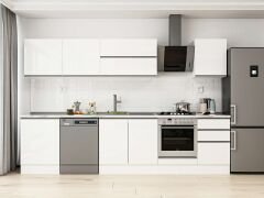 Alvinka 320X210 Cm High Gloss Mutfak Dolabı M-E90S60S50-2 High Gloss | Beyaz - Mdf