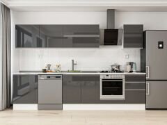 Alvinka 320X210 Cm High Gloss Mutfak Dolabı M-E90S60S50-2 High Gloss | Antrasit - Suntalam