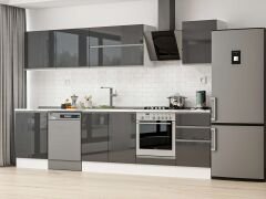 Alvinka 320X210 Cm High Gloss Mutfak Dolabı M-E90S60S50-2 High Gloss | Antrasit - Suntalam