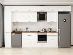 Alvinka 380X240 Cm Klasik Mebran Mutfak Dolabı Mbb-E80B40S60-2 Mebran | Beyaz - Mdf