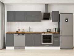 Alvinka 295X210 Cm Klasik Mebran Mutfak Dolabı M-E90S45S40-2 Mebran | Antrasit - Suntalam