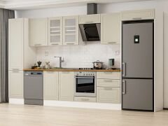 Alvinka 390X222 Cm Klasik Mebran Mutfak Dolabı Mbb-E80B50S60-3 Mebran | Kumtaşı - Mdf