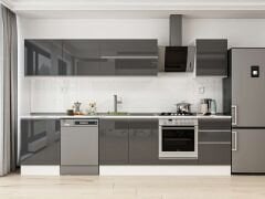 Alvinka 320X210 Cm High Gloss Mutfak Dolabı M-E90S60S50-2 High Gloss | Antrasit - Mdf