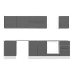 Alvinka 320X210 Cm High Gloss Mutfak Dolabı M-E90S60S50-2 High Gloss | Antrasit - Mdf