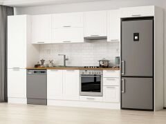 Alvinka 380X222 Cm Klasik Mebran Mutfak Dolabı Mbb-E80B60S40-1 Mebran | Beyaz - Suntalam